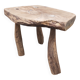 Brutalist coffee table in solid wood, tripod. (Popular art)
