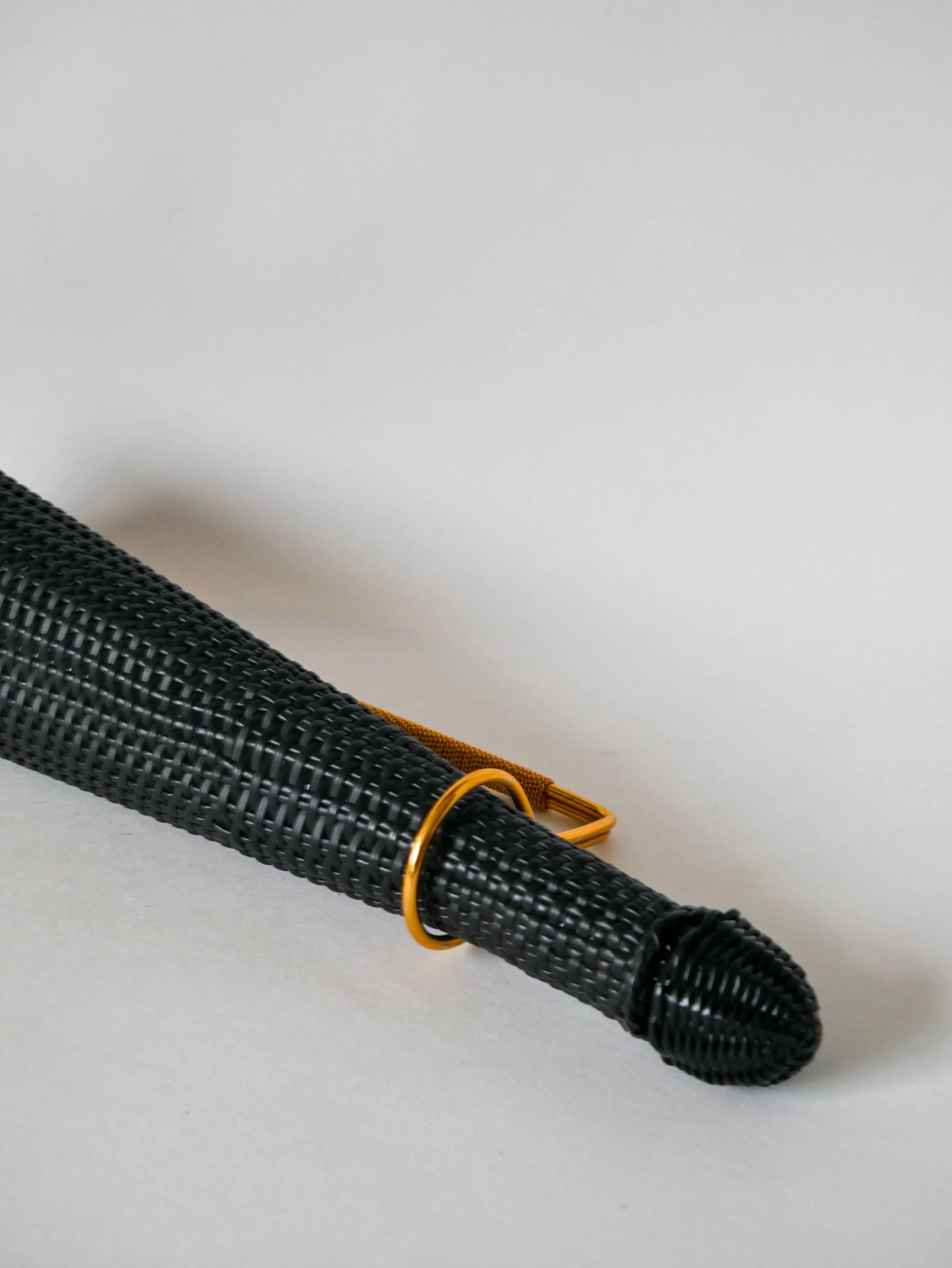 Black scoubidou bottle and brass support 1970