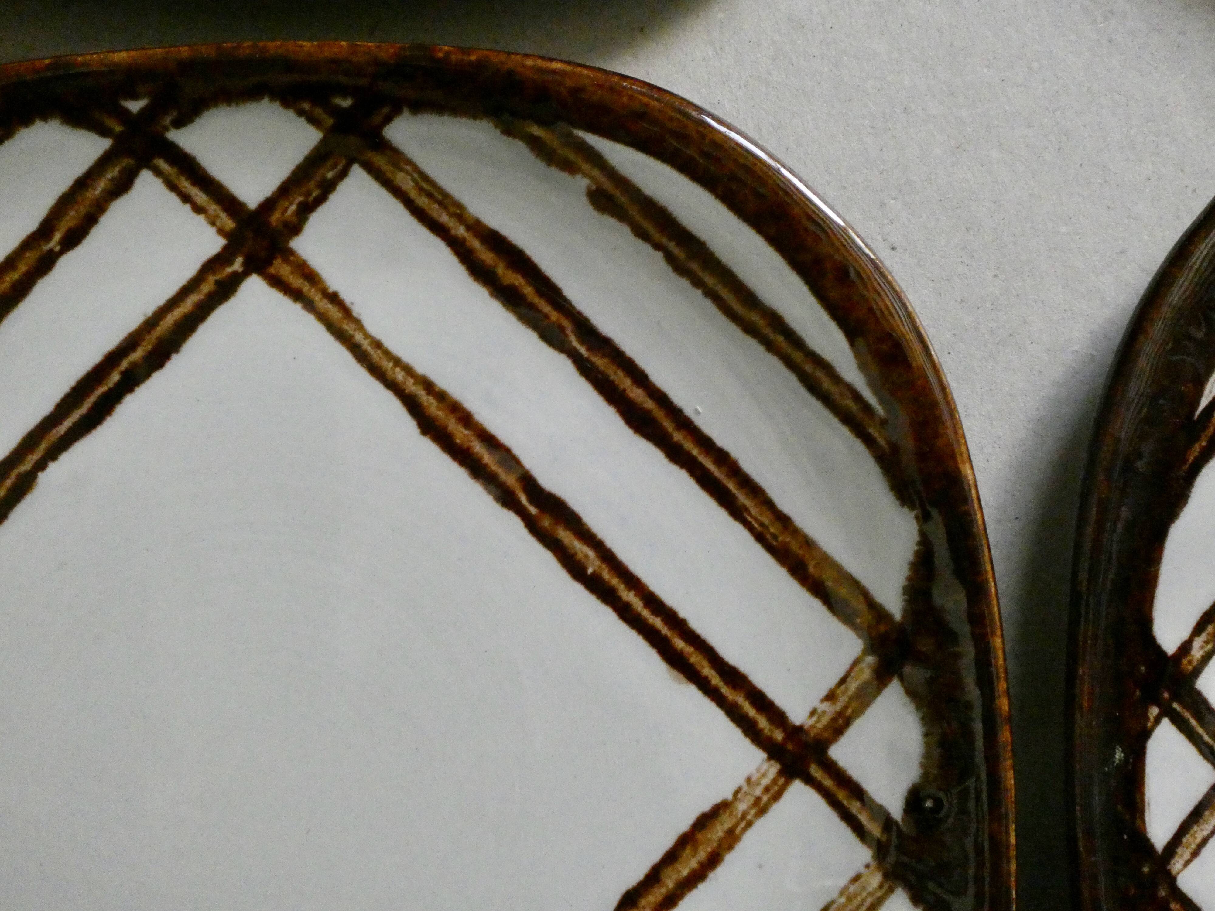 Lot of 6 plates KG Lunéville Badonviller, hand-painted, 60s