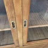 Enfilade meuble de métier chêne portes vitrées