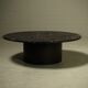 Table basse en pierre fossile rare et acier par Metaform années 1970