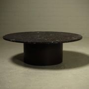 Rare fossil stone and steel coffee table by Metaform 1970s