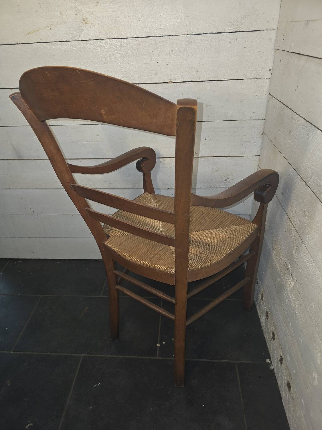 Beechwood office chair with straw seat