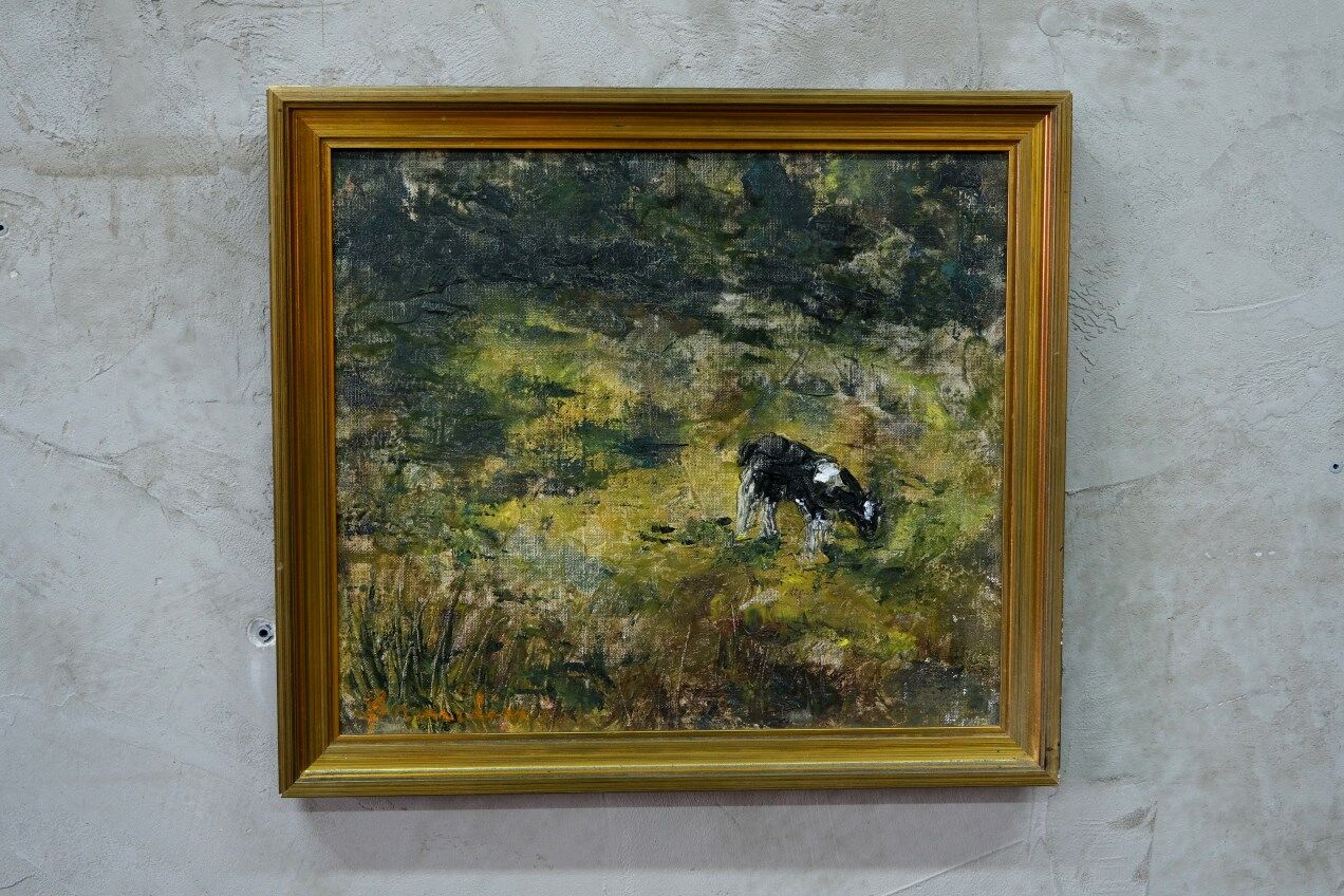 Swedish modern painting, Hanna Brundin, 1970s, oil on canvas, framed