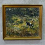 Swedish modern painting, Hanna Brundin, 1970s, oil on canvas, framed