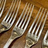 Set of 11 christofle forks in silver metal, spartours model