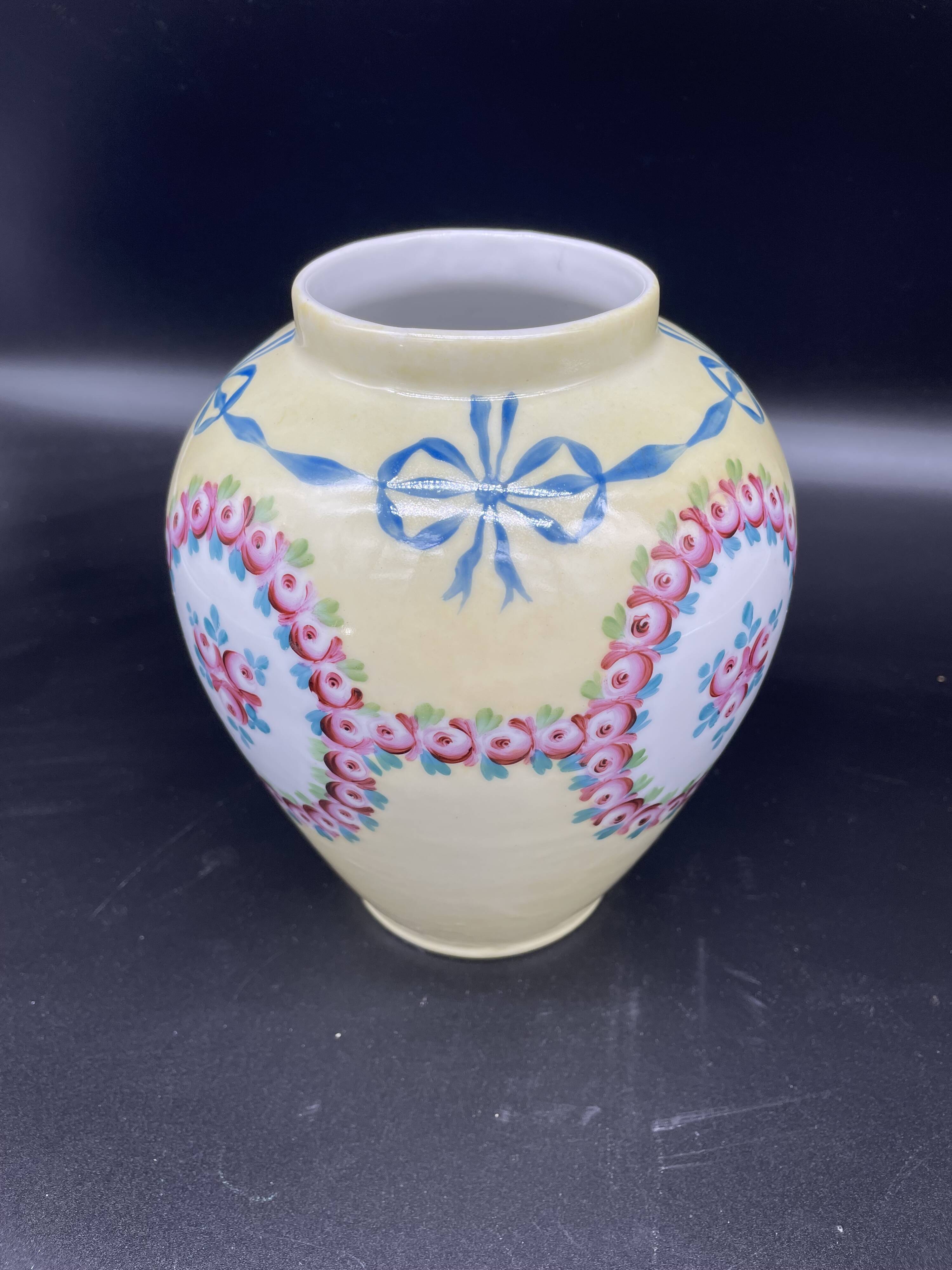 Antique porcelain vase with floral decoration – Louis XVI style – Lamp base