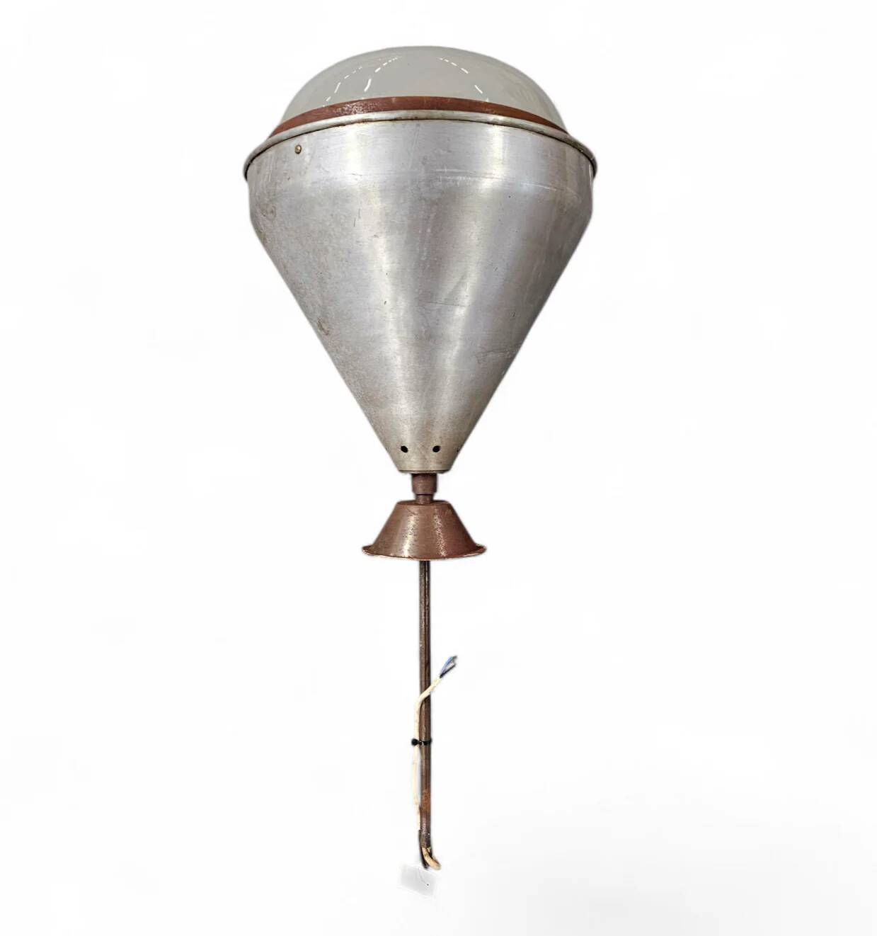 Large aluminium industrial hanging lamp 1970s height 55 cm