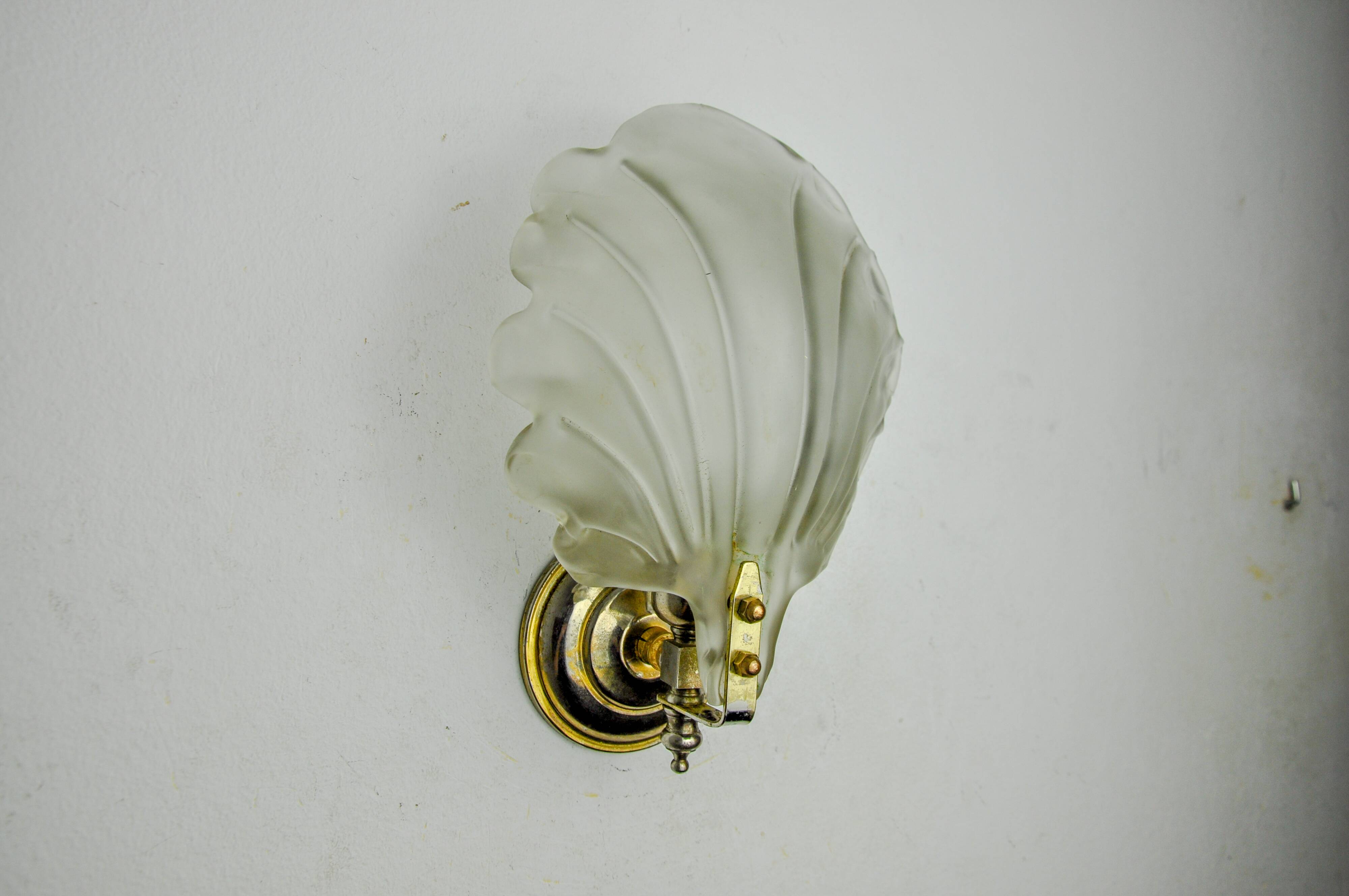 Shell wall lamp, murano glass, italy, 1970
