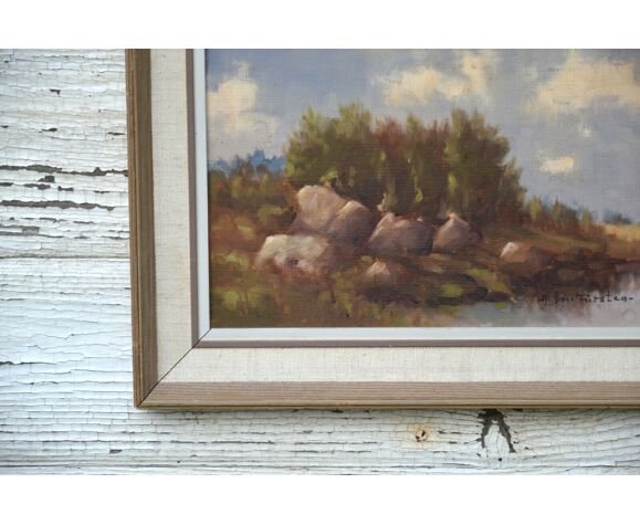 Mid 20th Century Landscape Oil Painting On Canvas Signed A B Fursten Framed Selency - How To Do Landscape Oil Painting
