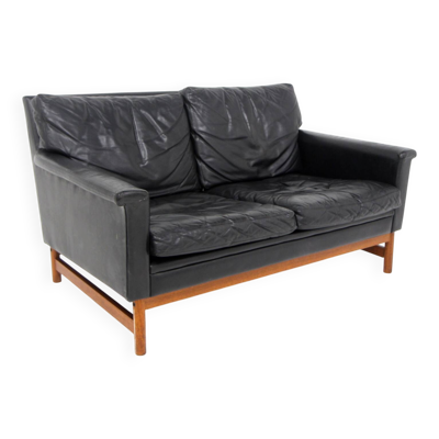 Canapé scandinave 2 places en cuir, Suède, 1960