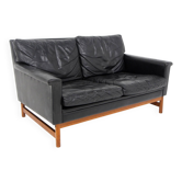 Canapé scandinave 2 places en cuir, Suède, 1960