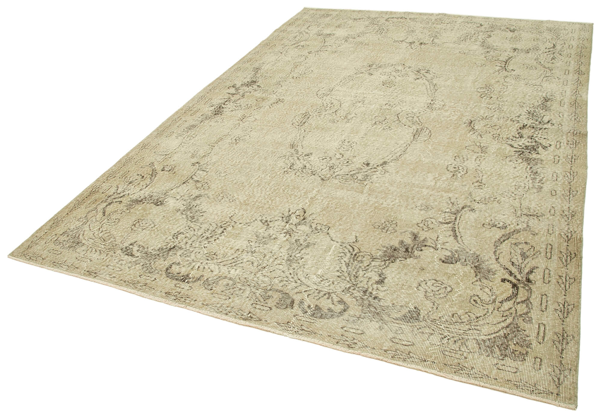 Tapis beige turc antique noué à la main 207 cm x 309 cm