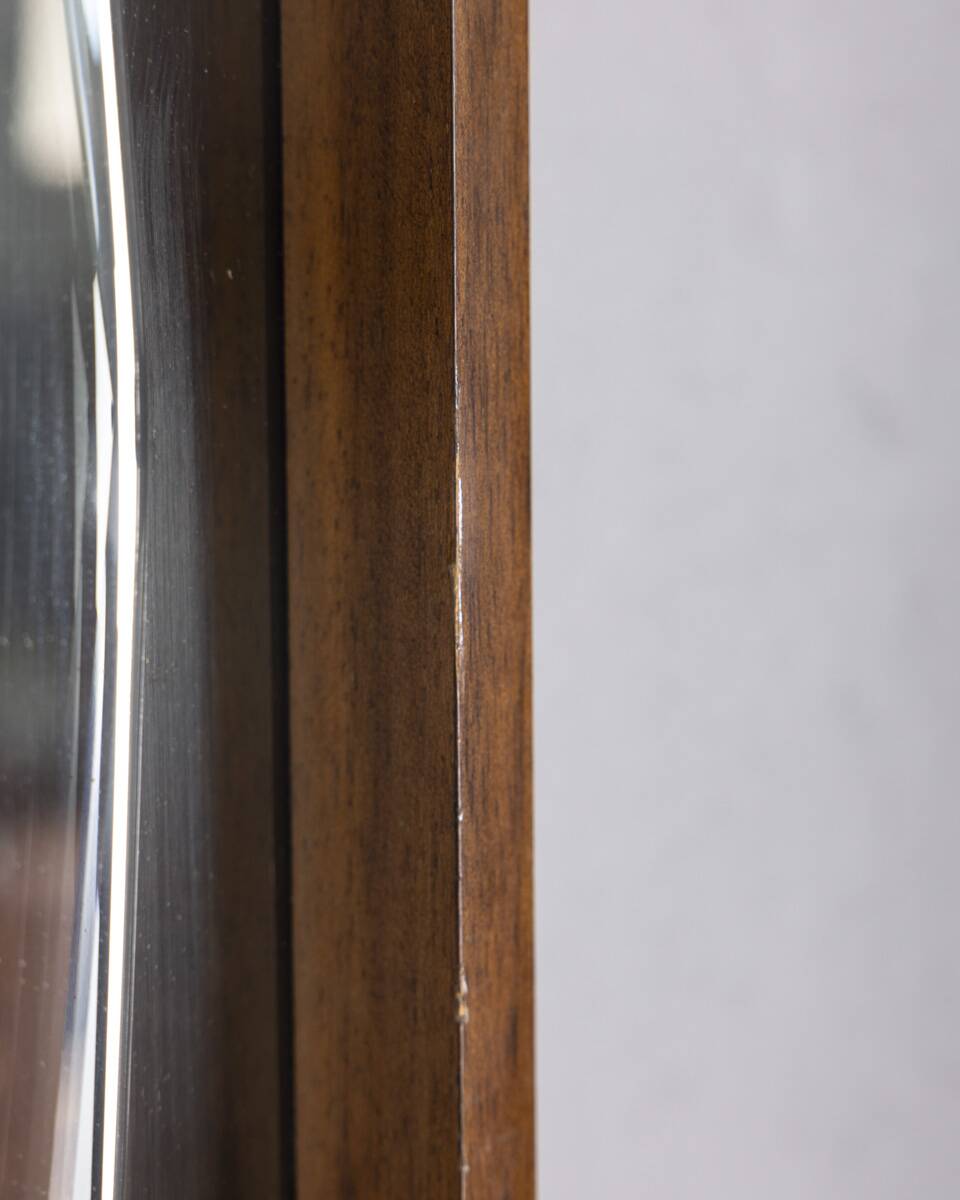 VINTAGE 1960S WALL MIRROR IN WOOD AND SMOKED GLASS, ITALIAN DESIGN