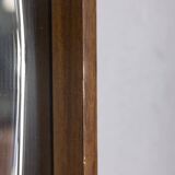 VINTAGE 1960S WALL MIRROR IN WOOD AND SMOKED GLASS, ITALIAN DESIGN