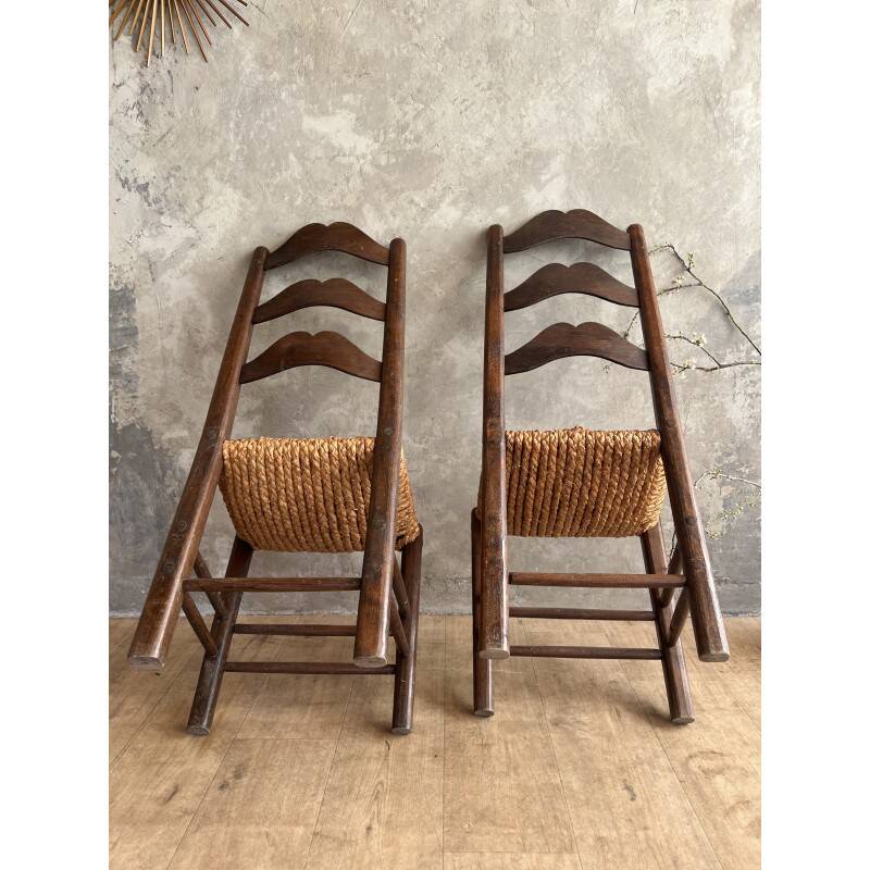 Pair of straw chairs