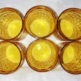 Set of 6 old Pernod amber glasses