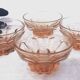 Set of 4 antique pink glass bowls