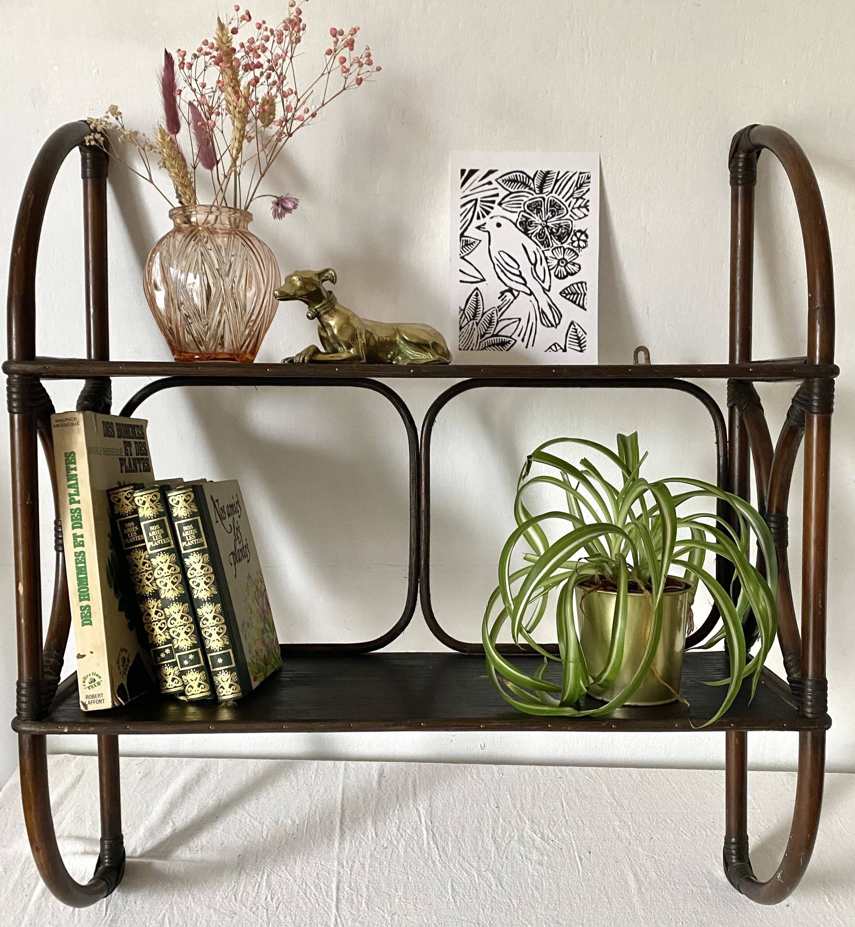 Rattan wall shelf 1970