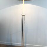 Lampadaire de parquet en verre et laiton
