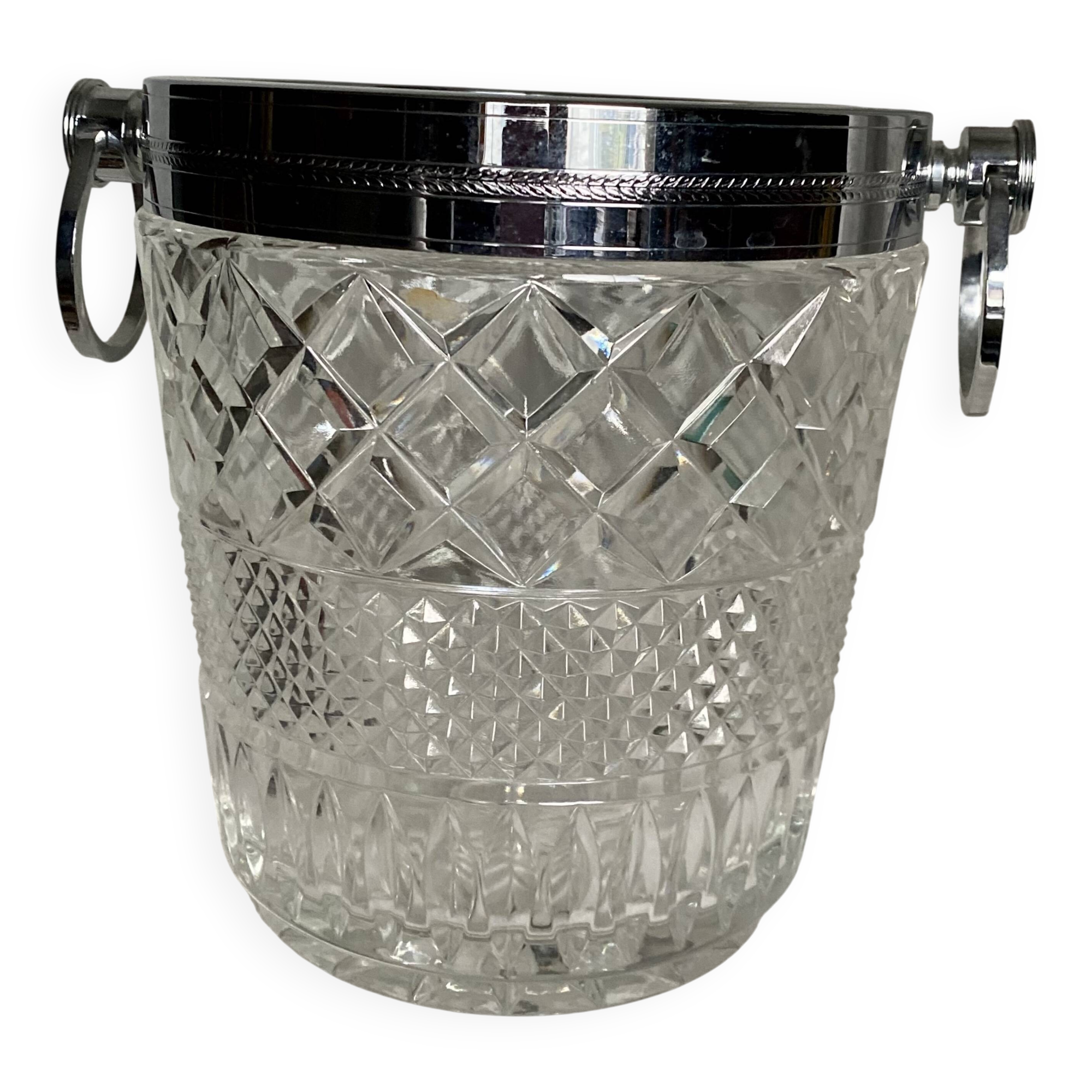 Vintage 1960s cut crystal champagne (or white wine) bucket/cooler