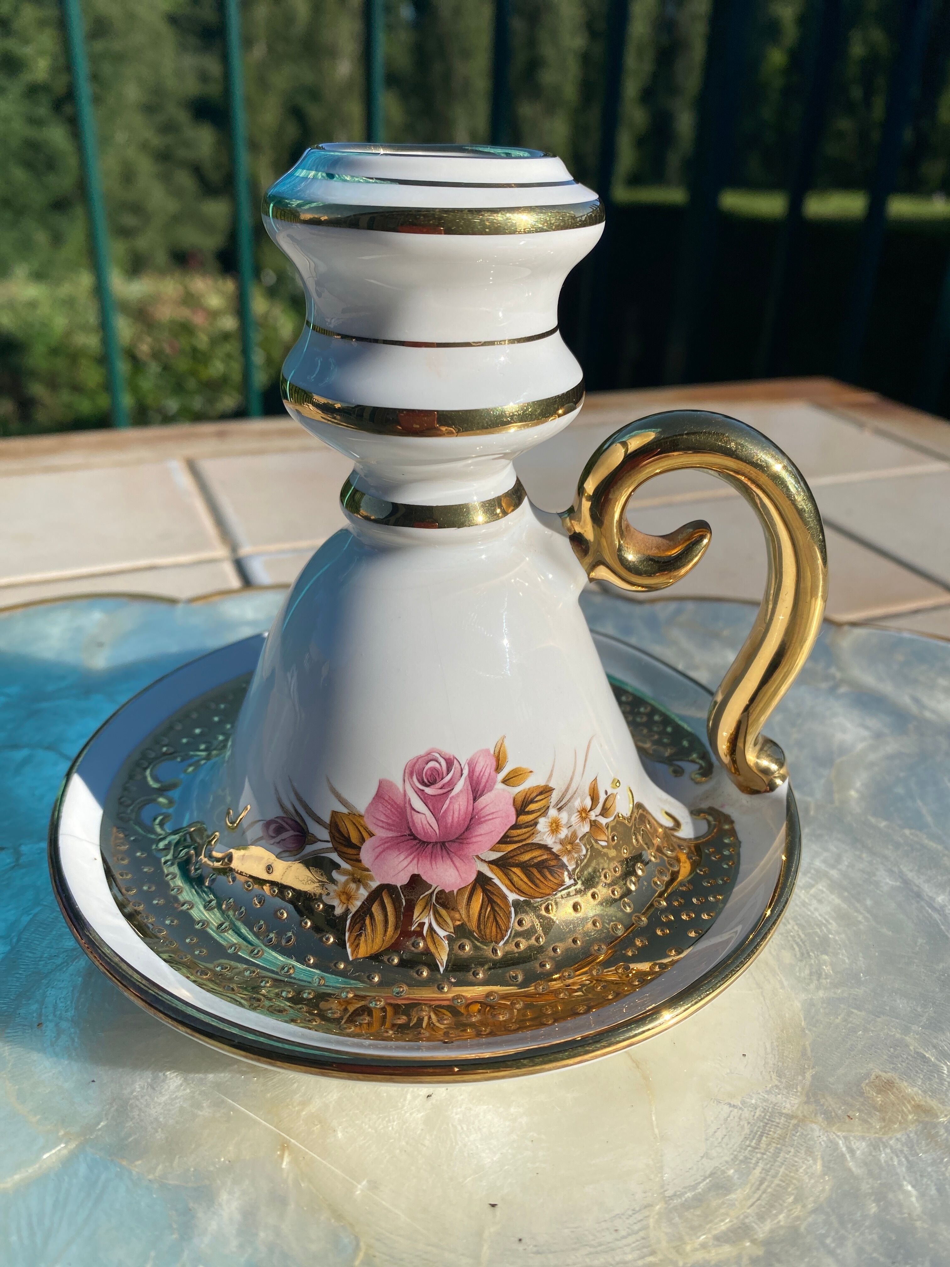 Vintage fine gold Spyropoulos candle holder