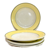 5 hollow plates ceranord faïence-provence yellow and green