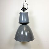 Grey enamel industrial factory lamp from Elektrosvit, 1960s
