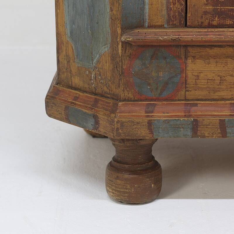 Armoire de mariée peinte art populaire de ferme rustique, 1827