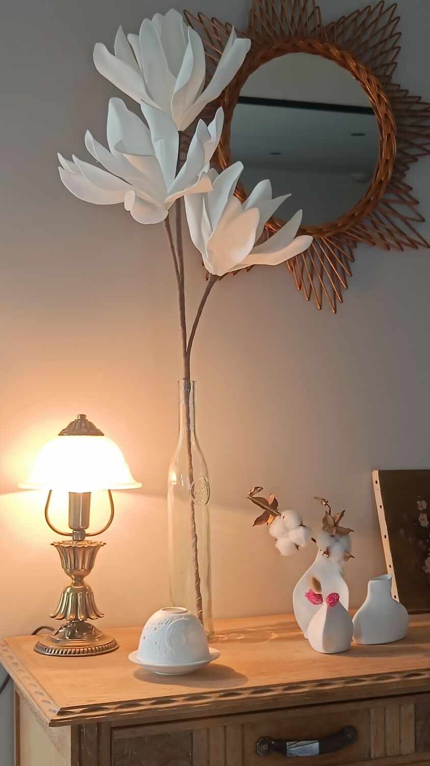 Vintage lamp in metal with brass finish and frosted opaline glass – 2 available