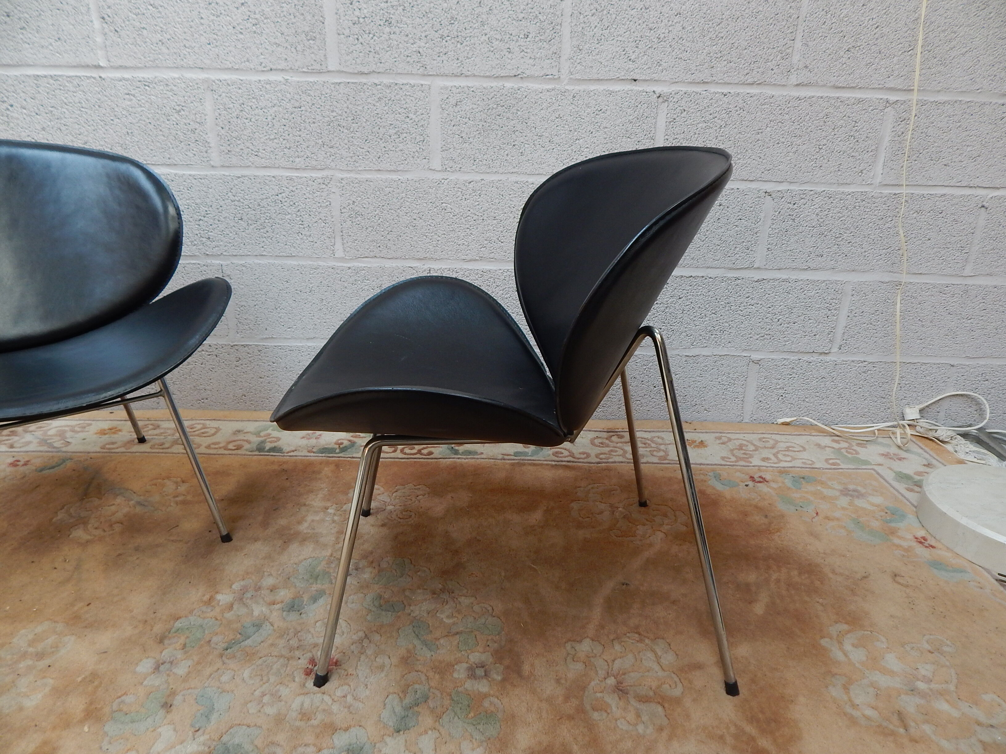 Pair armchair leather years 80