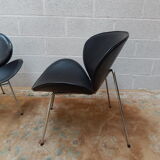 Pair armchair leather years 80