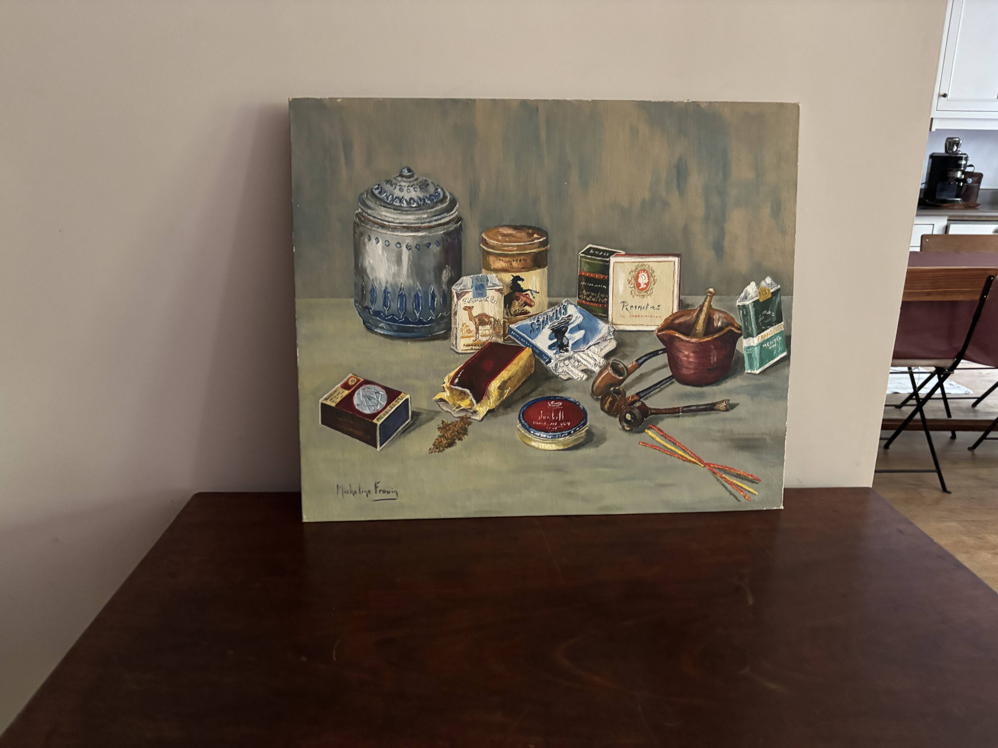 Nature morte signée Micheline Frouin 1970