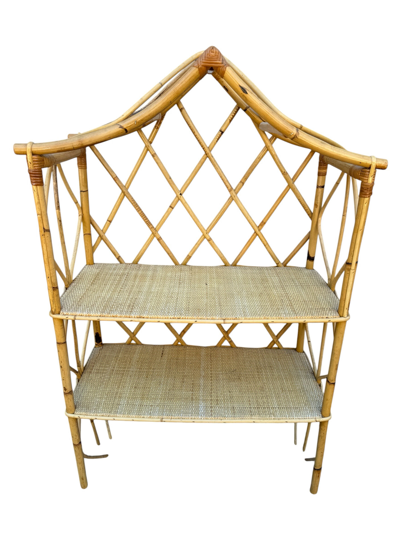 Rattan shelf Chinese hat from the 1960s Sweden