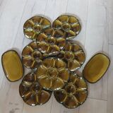8 old GIEN oyster plates + 2 serving dishes