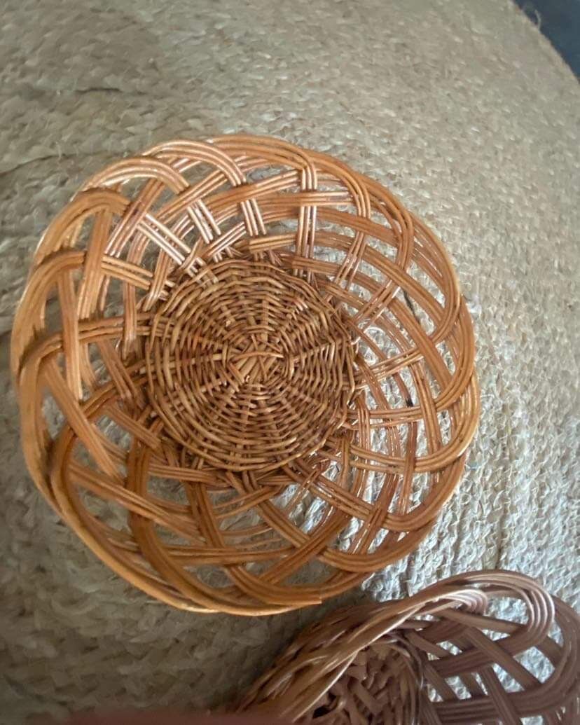 3 matching wicker bread baskets.