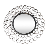 Chaty Vallauris round black metal mirror, 1960s