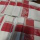 Antique red and white damask thread tablecloth ten napkins 150 X 190 cm