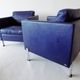 De Sede DS118 pair of blue leather club chairs