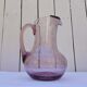 Blown glass pitcher with bubbles, Biot glassware style, vintage.