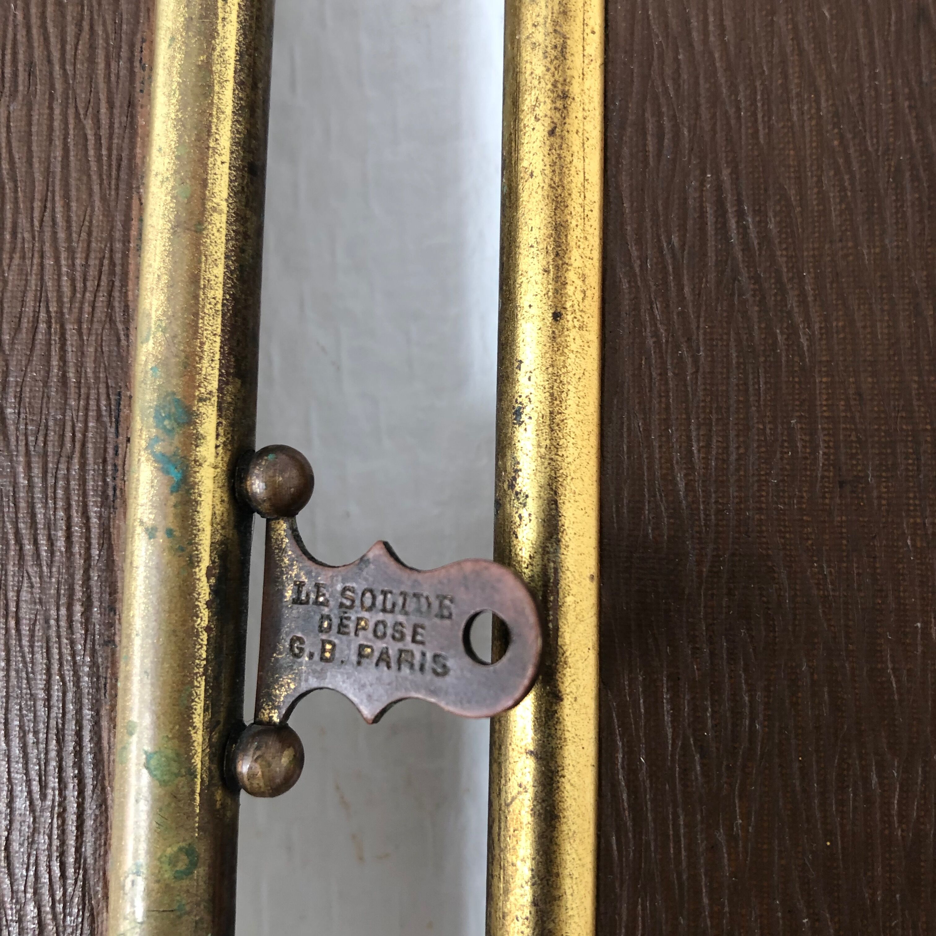 Gold vintage triptych barber mirror, 1920, 27x66cm