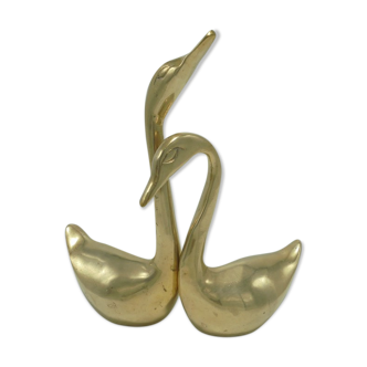 Pair of brass swans