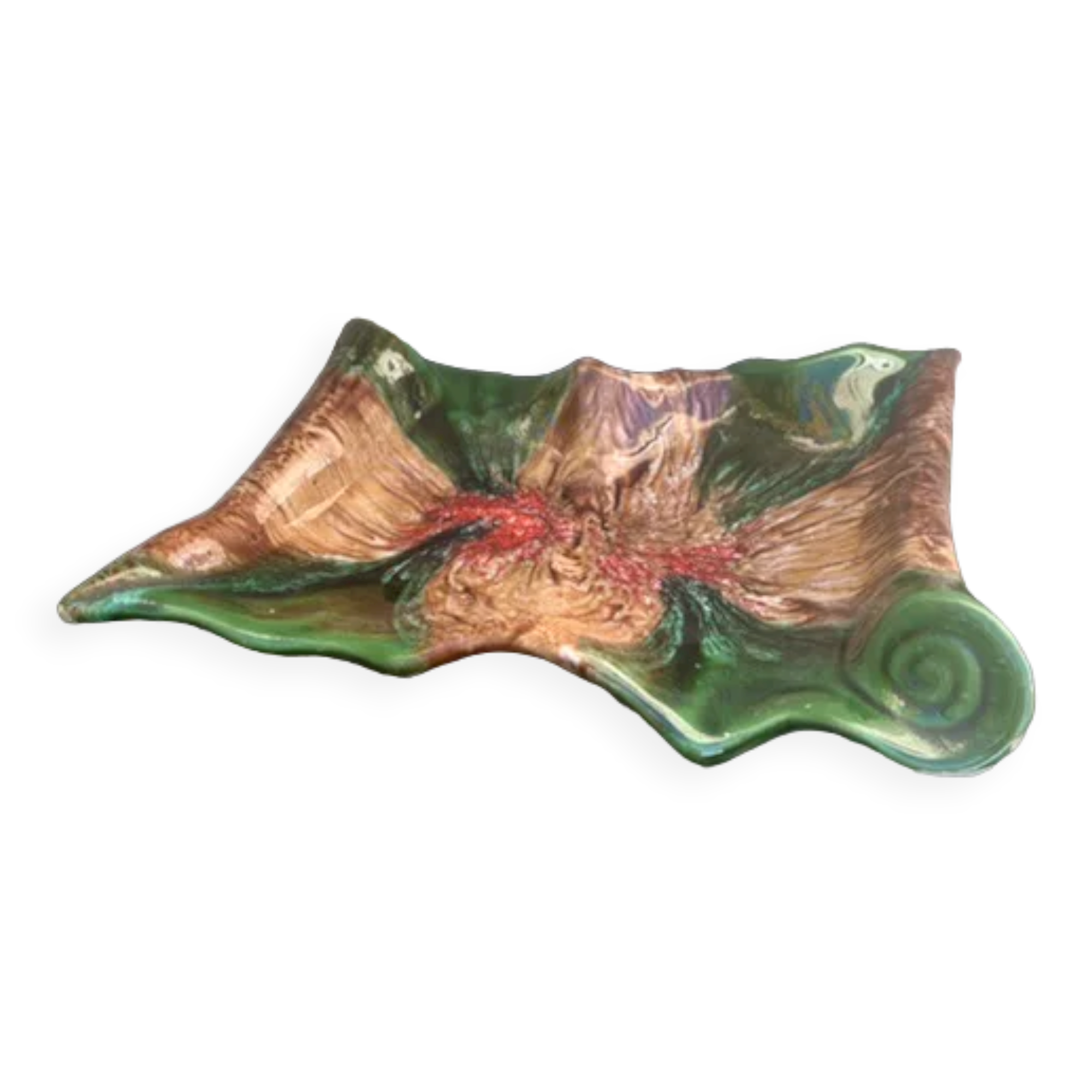 Vintage vallauris style glazed ceramic fruit cup