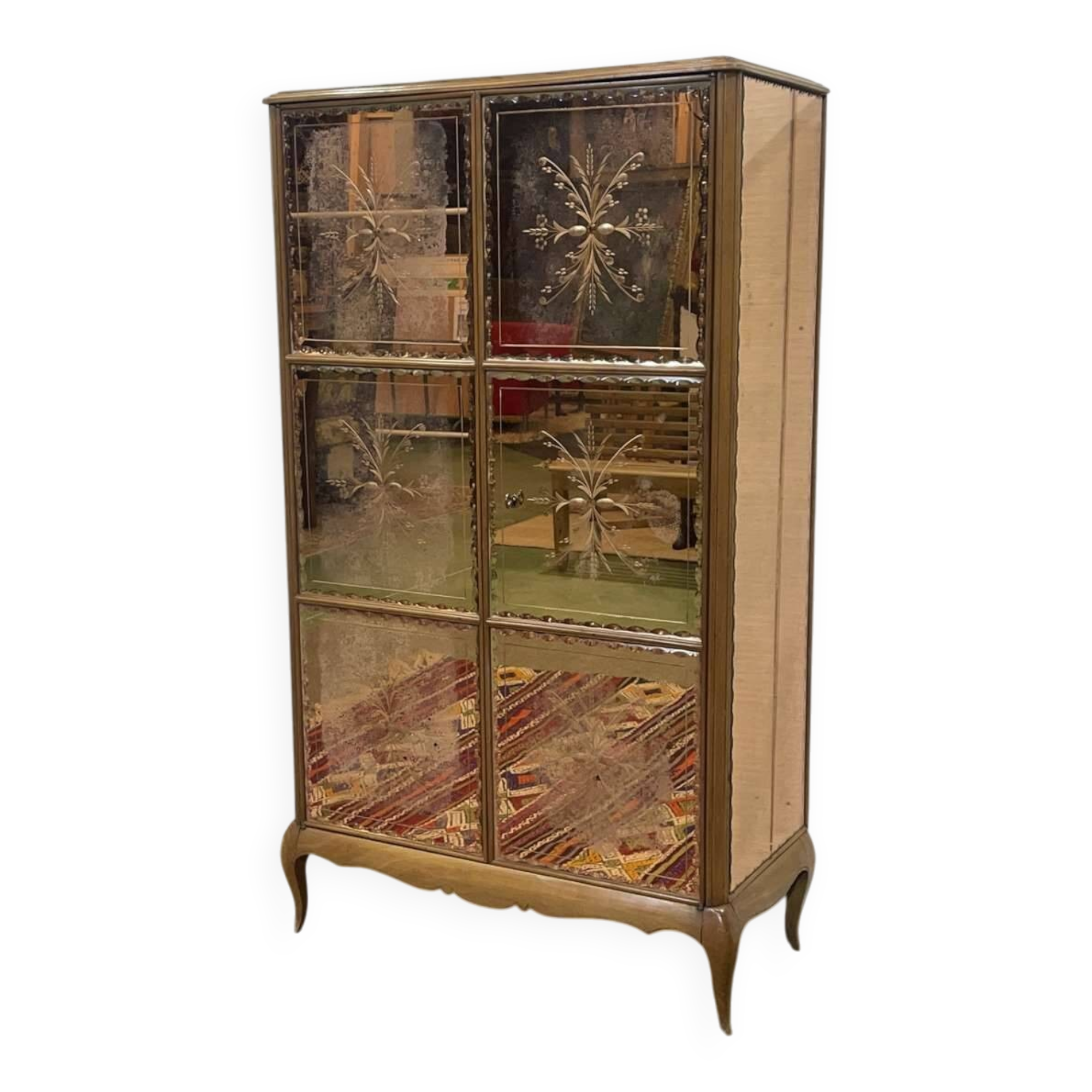 Art Deco mirrored cabinet from the 1950s in beech