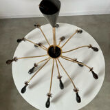 Old spider chandelier Italian metal, vintage Sputnik lamp 15 lights