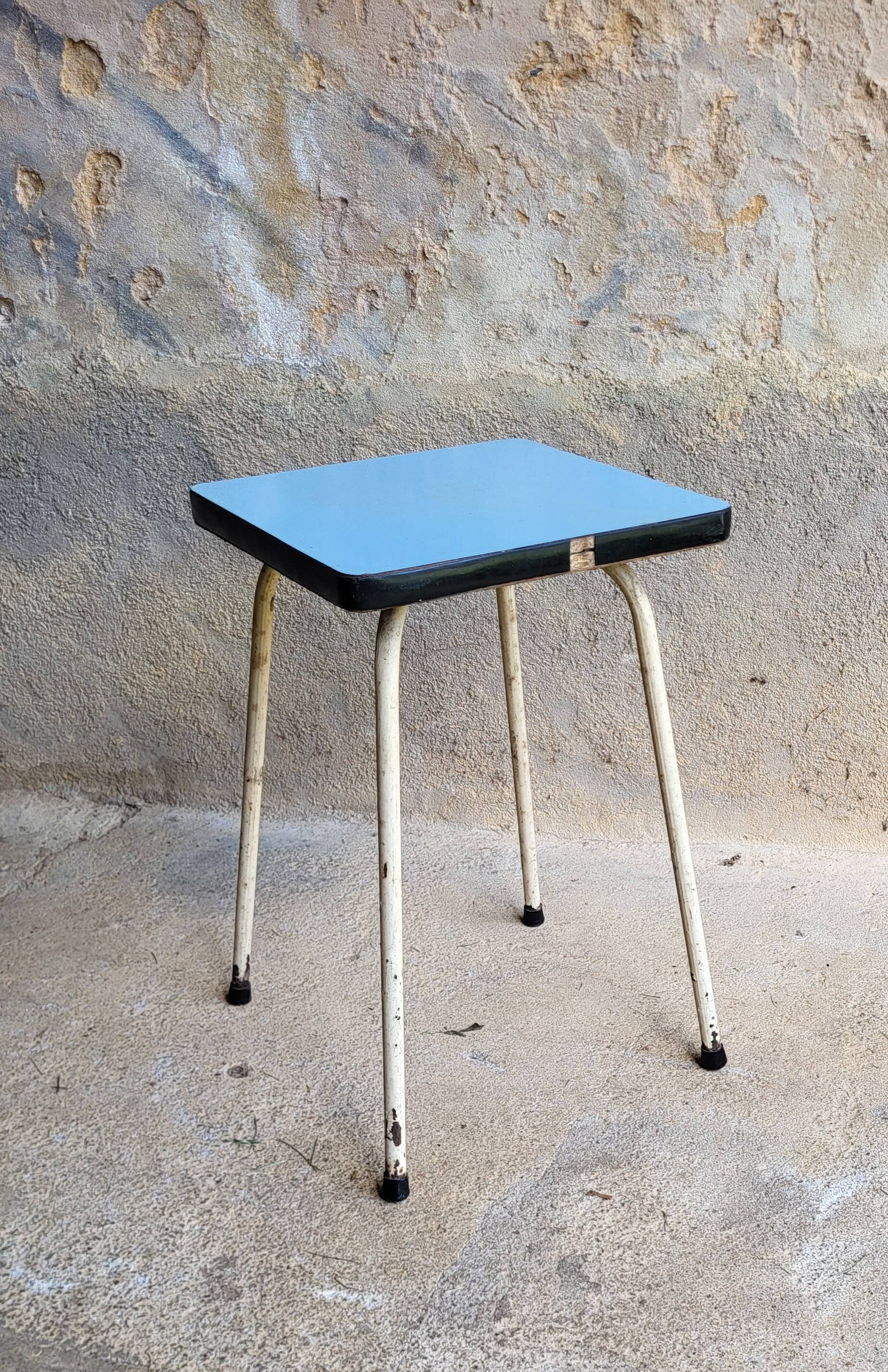 Blue Formica stool