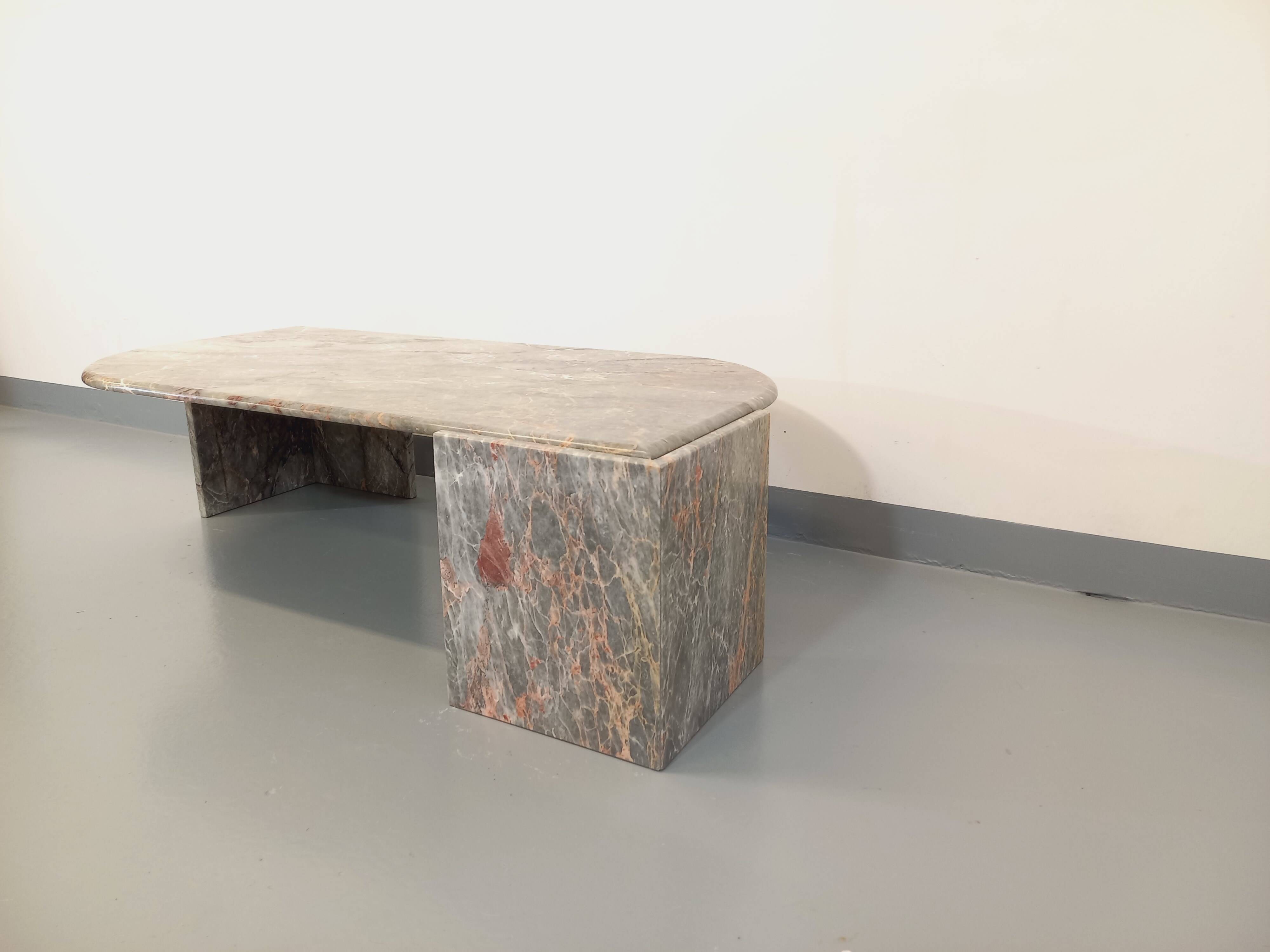 Vintage gray marble coffee table from the 70s