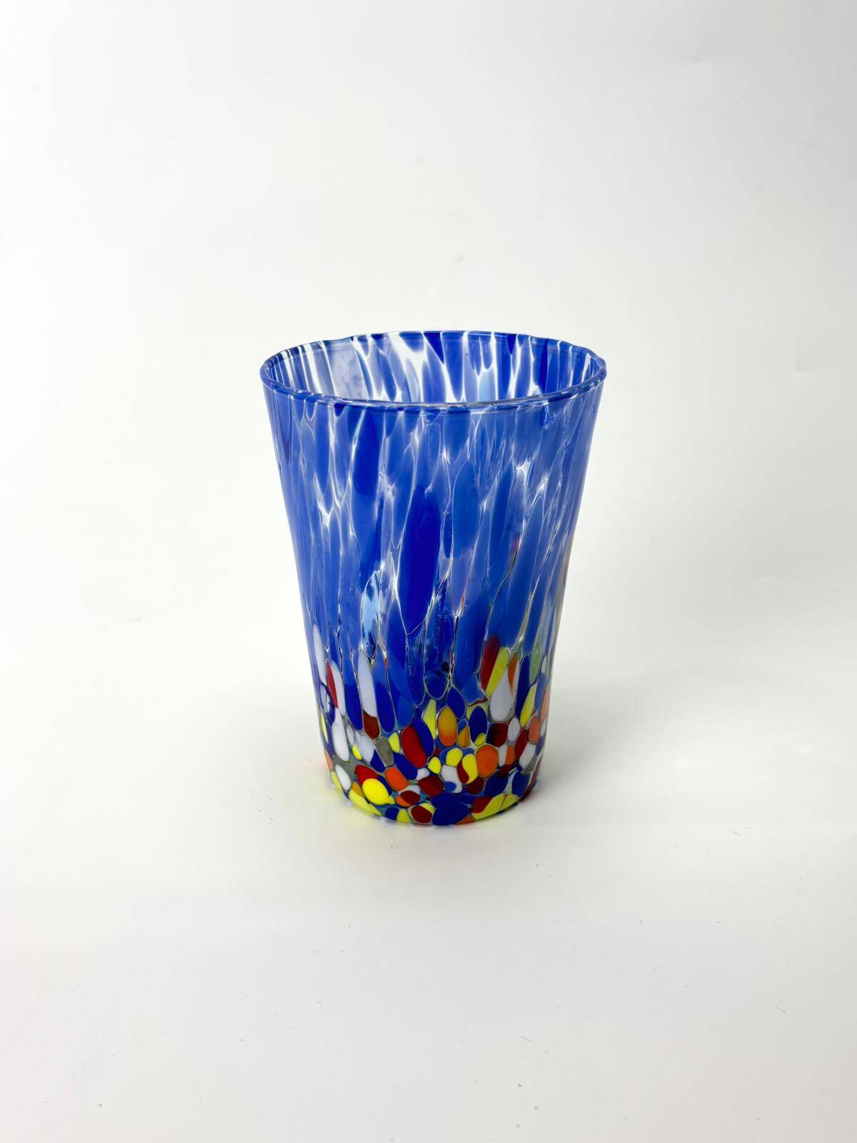 Set of 6 blown glass Venetian glasses with Murano murrine.