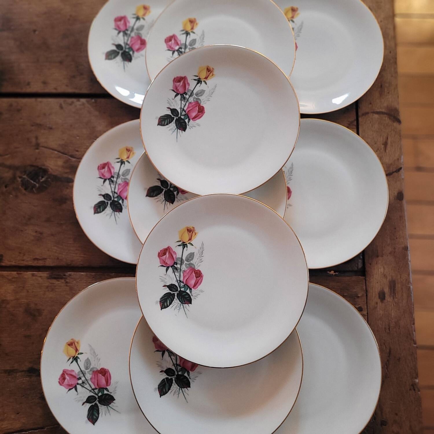 P.L. France flat plates – Roses – 1950s