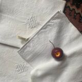 3 white tea towels in damask cotton thread with BN monogram.